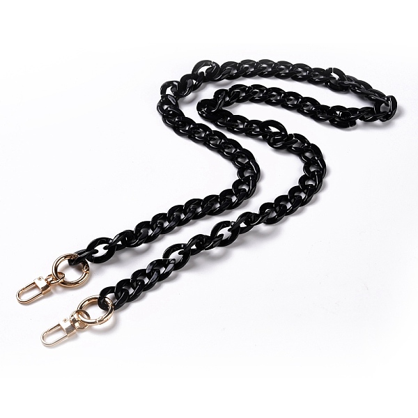 

PandaHall Acrylic Curb Chains Bag Straps, with Alloy Spring Gate Ring & Swivel Clasps, for Bag Straps Replacement Accessories, Black...