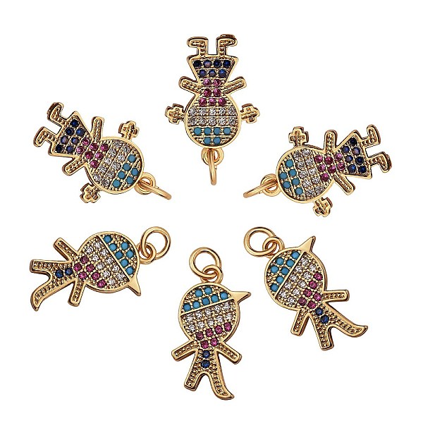 

PandaHall 6Pcs 2 Style Brass Micro Pave Cubic Zirconia Pendants, Girl & Boy, Golden, Colorful, 18.5x11.5~13.5x1.5mm, Hole: 2.5mm, 3pcs/style...