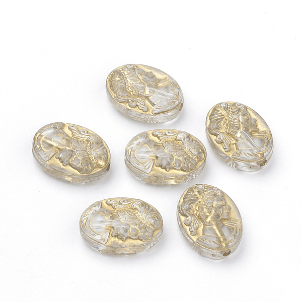 

PandaHall Plating Transparent Acrylic Beads, Golden Metal Enlaced, Flat Oval, Clear, 18x13x6mm, Hole: 1.5mm Acrylic Oval Clear