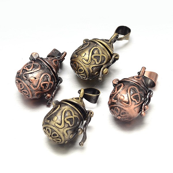 

PandaHall Carved Pot Rack Plating Brass Prayer Box Pendants, Wish Box, Nickel Free, Mixed Color, 21x12x15mm, Hole: 5x3mm Brass