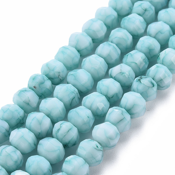 

PandaHall Opaque Baking Painted Crackle Glass Beads Strands, Faceted, Rondelle, Pale Turquoise, 8x6.5mm, Hole: 1.2mm, about 50pcs/strand...