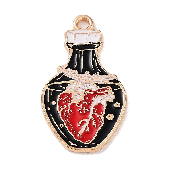

PandaHall Halloween Alloy Enamel Pendants, Golden, Bottle with Heart, 30x17x1.6mm, Hole: 2mm Alloy+Enamel Bottle