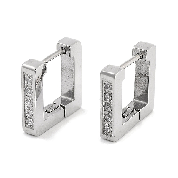 

PandaHall 304 Stainless Steel Micro Pave Clear Cubic Zirconia Square Huggie Hoop Earrings for Women, with 316 Surgical Stainless Steel Ear...