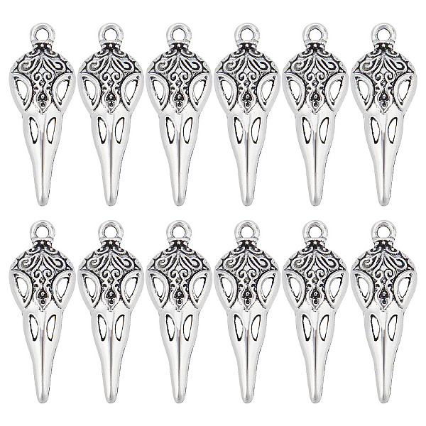 

PandaHall SUNNYCLUE 40Pcs Tibetan Style Alloy Pendants, Gothic Style, Skull, Antique Silver, 35x12.5x9mm, Hole: 2mm Alloy Skull