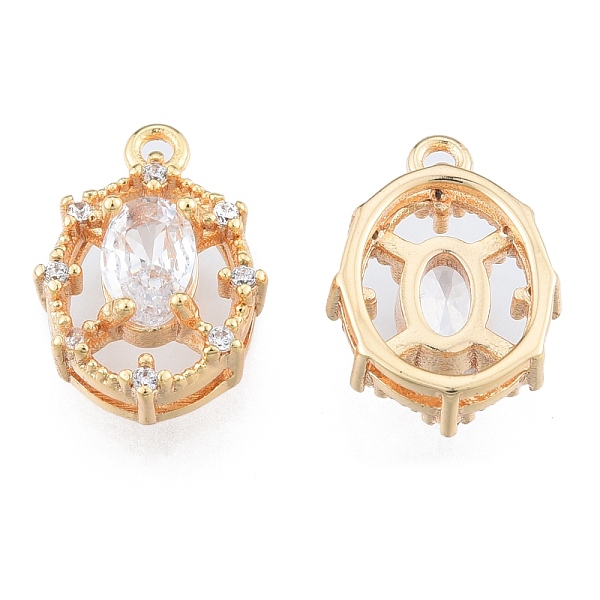 

PandaHall Brass Micro Pave Clear Cubic Zirconia Charms, Cadmium Free & Nickel Free & Lead Free, Oval, Real 18K Gold Plated, 14x10x5mm, Hole...
