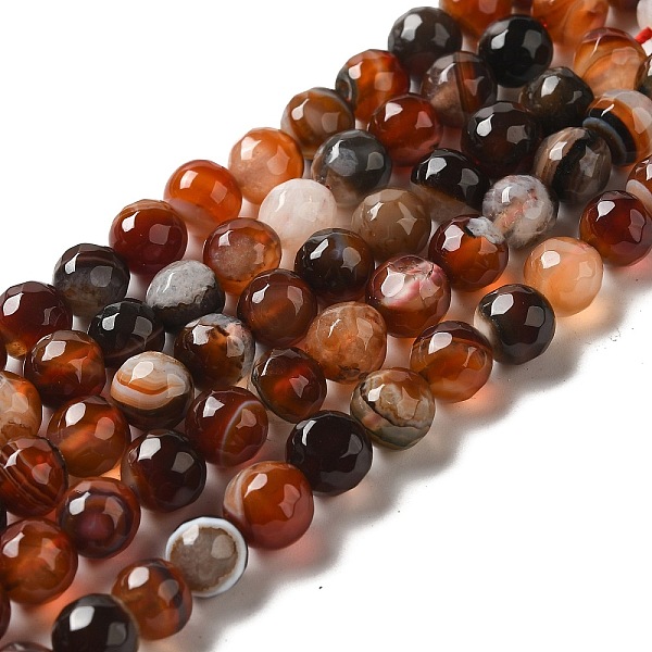 

PandaHall Miracle Agate Beads Strands, Faceted, Round, Dyed & Heated, 8mm Banded Agate Round