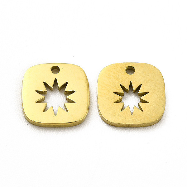 

PandaHall Ion Plating(IP) 304 Stainless Steel Pendant, Square with Star Charm, Real 18K Gold Plated, 8x8x1mm, Hole: 1mm 304 Stainless Steel...