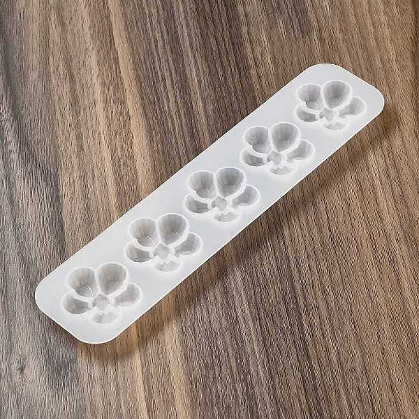 PandaHall Nail Art Base DIY Silicone Mold, for Nail Art Practice Holder False Nail Manicure Tool, Flower Pattern, 24.3x5.4x1.15cm Silicone...