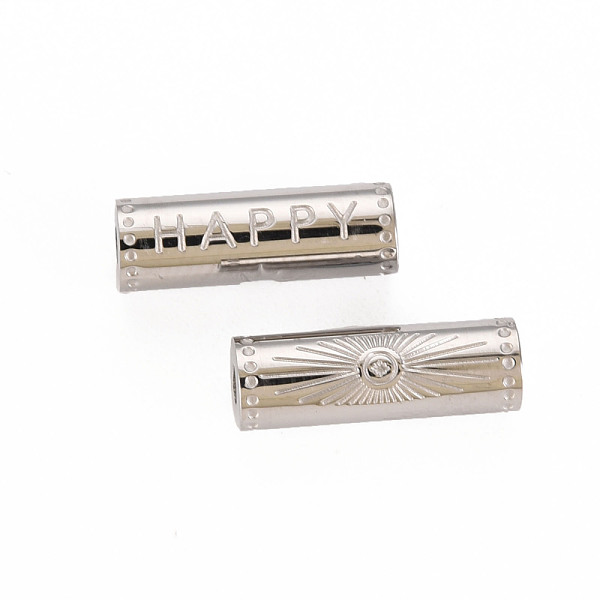 

PandaHall 304 Stainless Steel Beads, Column with Word Happy, Stainless Steel Color, 15x5mm, Hole: 1.8mm 304 Stainless Steel Hexagon