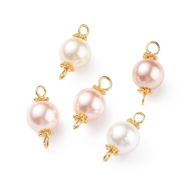 

PandaHall Shell Pearl Bead Connector Charms, with Golden Tone Brass & Alloy Findings, Round, Mixed Color, 17x8.5mm, Hole: 1.6~1.8mm Shell..., Multicolor