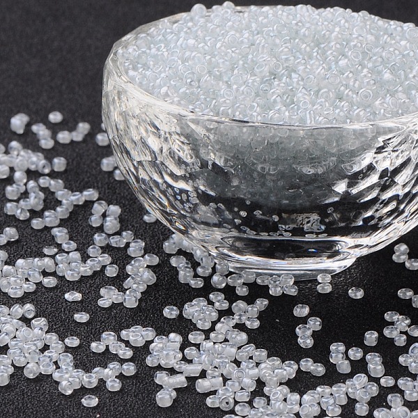 

PandaHall 12/0 Glass Seed Beads, Inside Colours & Lustered, Clear, about 2mm in diameter, about 30000pcs/pound Glass Clear