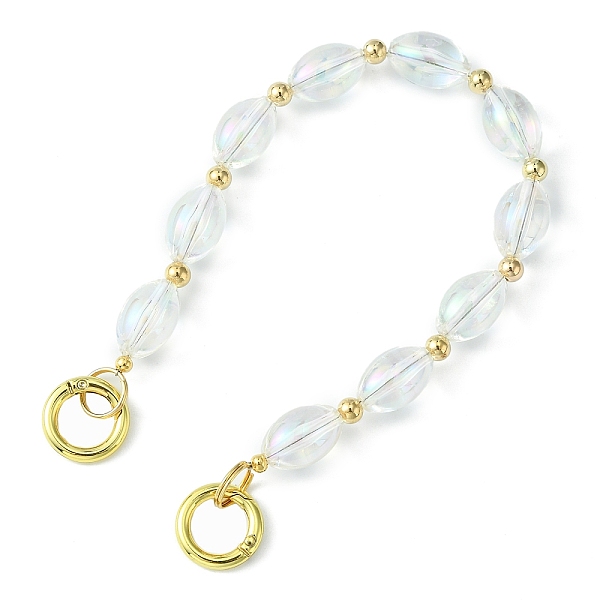 

PandaHall Acrylic & CCB Plastic Beaded Bag Straps, with Alloy Spring Gate Rings, for Bag, Phone Decoration, Oval, 31cm Acrylic Oval