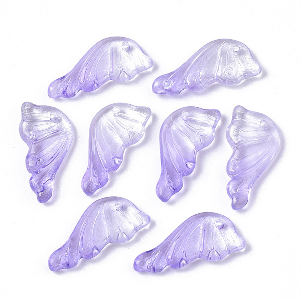 

PandaHall Transparent Spray Painted Glass Pendants, with Glitter Powder, Butterfly Wings, Lilac, 24x12.5x4mm, Hole: 1.4mm Glass Wing Purple