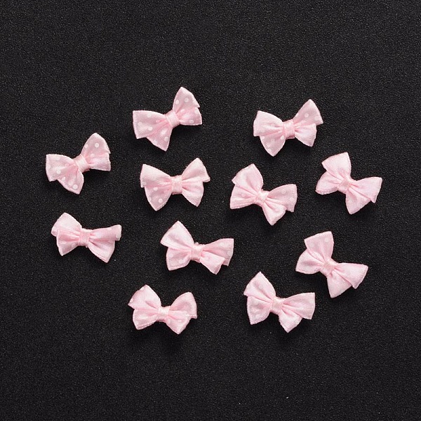 PandaHall Spot Ribbon Hair Bows, Fabric Material in Polka Dots Design, good for Dress & Hair Jewelry Decoration, Pink, about 17~18mm wide...