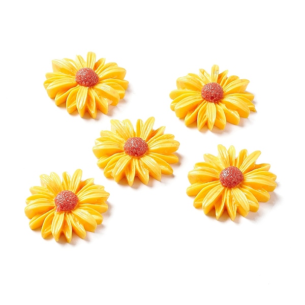 

PandaHall Opaque Flatback Resin Cabochons Accessories, For Resin Jewelry Making, Daisy, Yellow, 26mm Resin Flower Yellow