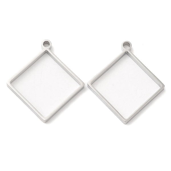 

PandaHall 304 Stainless Steel Open Back Bezel Rhombus Pendants, For DIY UV Resin, Epoxy Resin, Pressed Flower Jewelry, Stainless Steel Color...