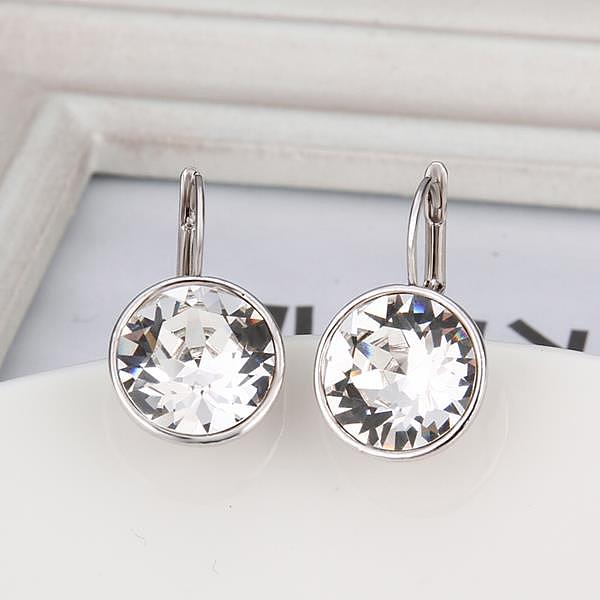 Real Platinum Plated Tin Alloy Cubic Zirconia Leverback Earrings