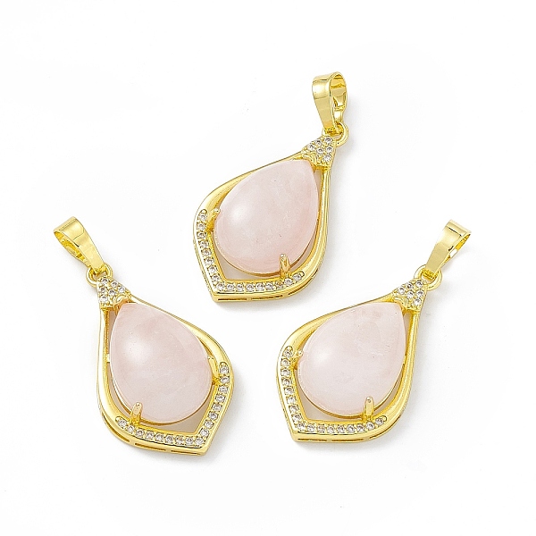 

PandaHall Natural Rose Quartz Pendants, Teardrop Charms, with Golden Tone Rack Plating Brass Findings, Cadmium Free & Lead Free...