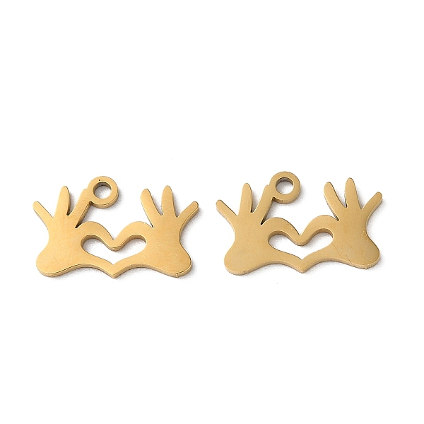 

PandaHall Ion Plating(IP) 304 Stainless Steel Charms, Laser Cut, Hand Heart Gesture Charms, Golden, 10x15.5x1mm, Hole: 1.6mm 304 Stainless...