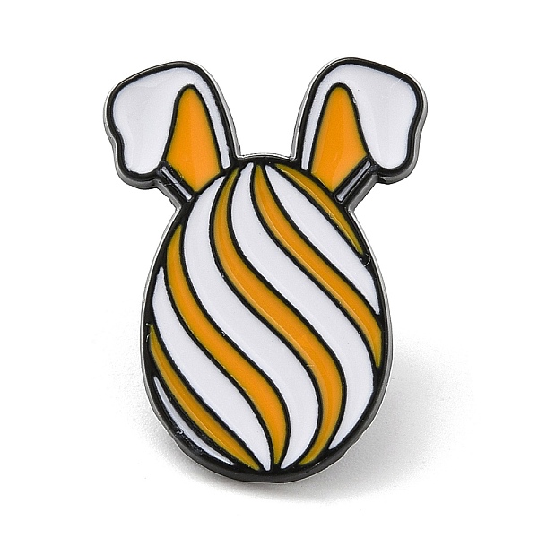 PandaHall Easter Egg with Rabbit Ear Enamel Pins for Women, Electrophoresis Black Alloy Brooch for Backpack Clothes, Orange, 22x18x1mm...