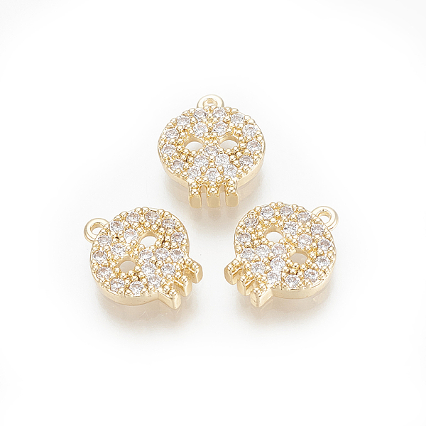

PandaHall Brass Micro Pave Cubic Zirconia Charms, Skull, Golden, 9x8x2mm, Hole: 0.5mm Brass+Cubic Zirconia Skull Clear