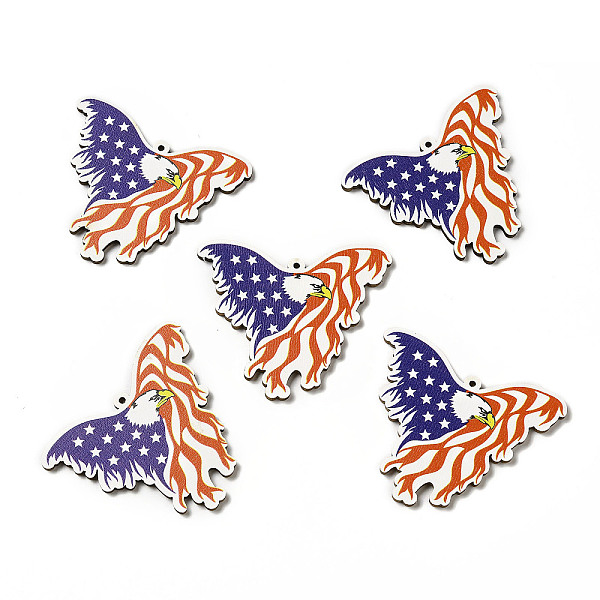 

PandaHall American Flag Theme Single Face Printed Aspen Wood Pendants, Eagle Charm, Dark Blue, 46x54.5x2.5mm, Hole: 1.8mm Wood Flag