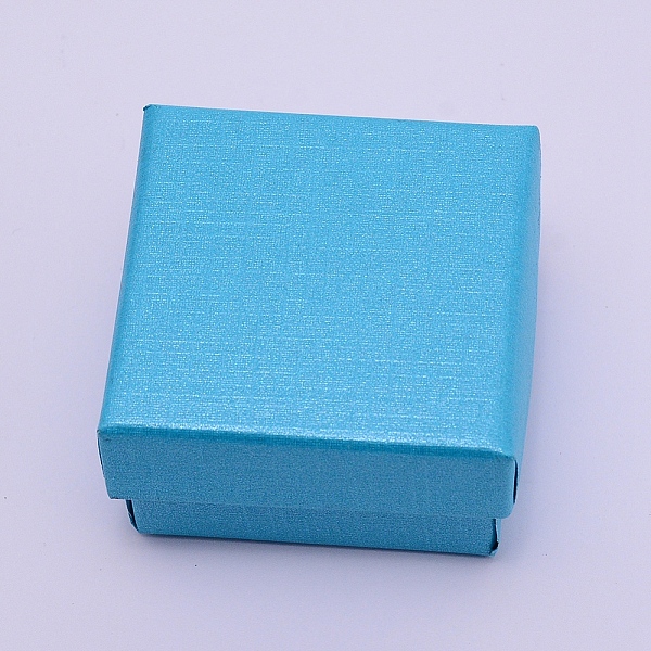 

PandaHall Paper Box, Snap Cover, with Sponge Mat, Ring Box, Square, Deep Sky Blue, 5x5x3.1cm Paper Square