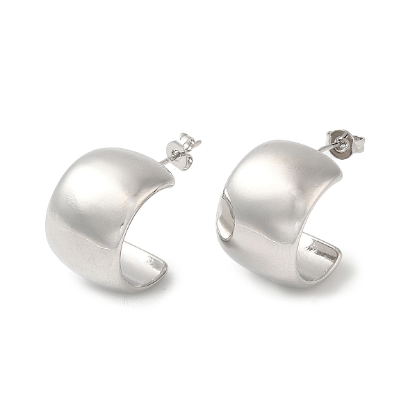 

PandaHall Rack Plating Brass Round Stud Earrings, Half Hoop Earrings, Cadmium Free & Lead Free, Long-Lasting Plated, Platinum, 19x13.5mm...