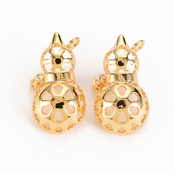 

PandaHall Brass Micro Pave Clear Cubic Zirconia Peg Bails Pendants, for Half Drilled Bead, Nickel Free, Gourd/ Calabash, Real 18K Gold...