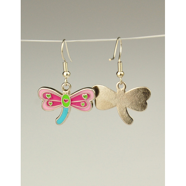 

PandaHall Fashion Alloy Enamel Earrings, with Brass Earring Hooks, Dragonfly, Colorful, 35x24mm Alloy
