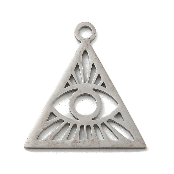 

PandaHall 304 Stainless Steel Pendants, Laser Cut, Triangle with Eye Charm, Stainless Steel Color, 24x23x1mm, Hole: 2.5mm 304 Stainless...