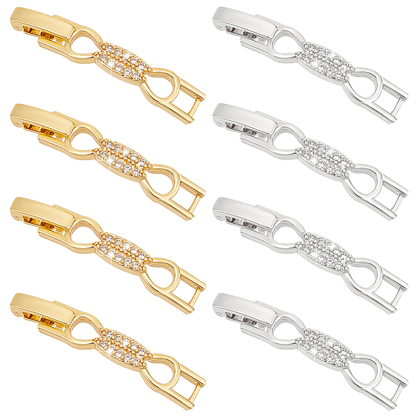 

PandaHall PH 8pcs Bracelet Extender Clasps, Cubic Zirconia Fold Over Extension Clasps Watch Band Clasps Bowknot Necklace Bracelet Clasps..., Clear