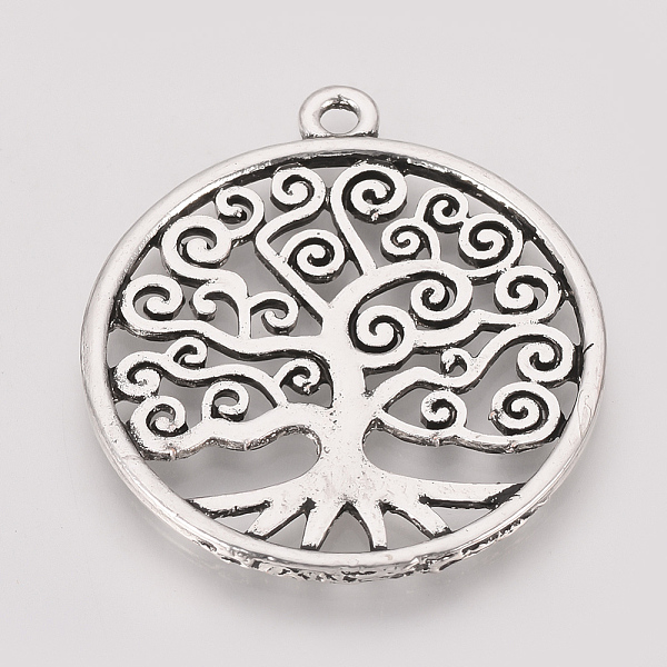 

PandaHall Tibetan Style Alloy Pendants, Flat Round with Tree, Cadmium Free & Nickel Free & Lead Free, Antique Silver, 37x33x2mm, Hole: 2mm...