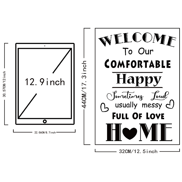 

PandaHall PVC Wall Stickers, Rectangle with Word, for Home Living Room Bedroom Decoration, Word, 440x320mm Plastic Heart