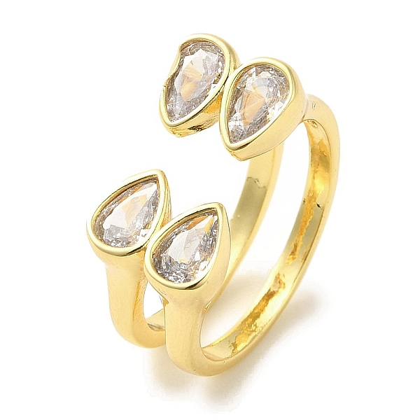 

PandaHall Brass Micro Pave Cubic Zirconia Rings for Women, Long-Lasting Plated, Golden, Adjustable Brass+Cubic Zirconia Clear
