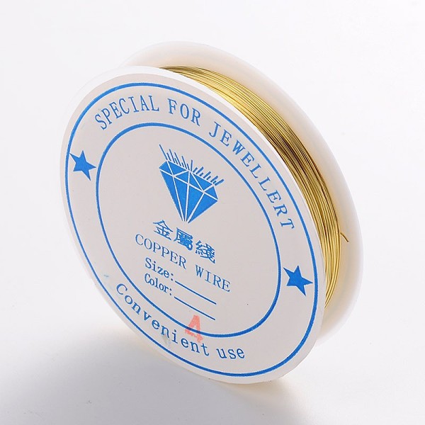 

PandaHall Round Copper Jewelry Wire, Nickel Free, Golden, 26 Gauge, 0.4mm, about 49.21 Feet(15m)/roll Copper Round Gold