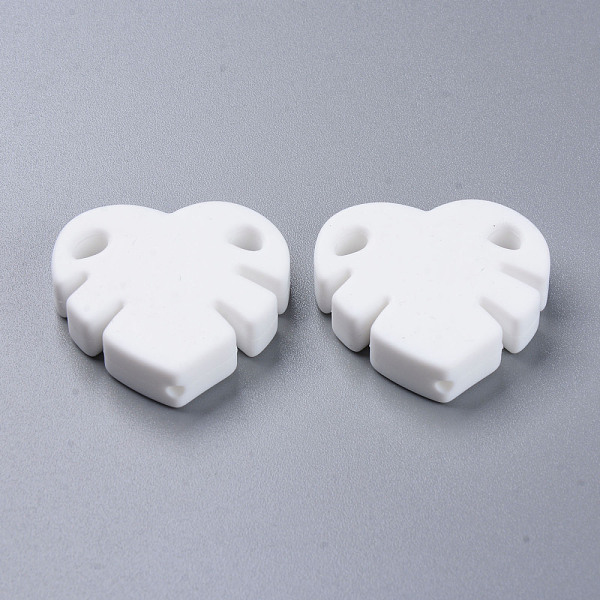 

PandaHall Food Grade Eco-Friendly Silicone Focal Beads, Chewing Beads For Teethers, DIY Nursing Necklaces Making, Leaf, White, 35x35.5x8mm...