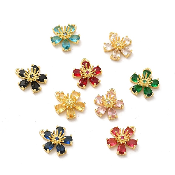 

PandaHall Real 18K Gold Plated Brass Micro Pave Cubic Zirconia Pendants, with Glass, Long-Lasting Plated, Cadmium Free & Lead Free, Flower..., Multicolor