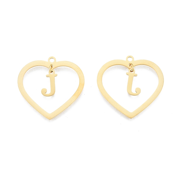 

PandaHall 201 Stainless Steel Pendants, Hollow, Heart with Letter A~Z, Real 18K Gold Plated, Letter.J, 29x29.5x1mm, Hole: 2mm, A~Z...