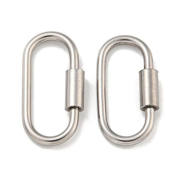

PandaHall 304 Stainless Steel Screw Carabiner Lock Charms, for Necklaces Making, Oval, 25x12x2mm 304 Stainless Steel Oval