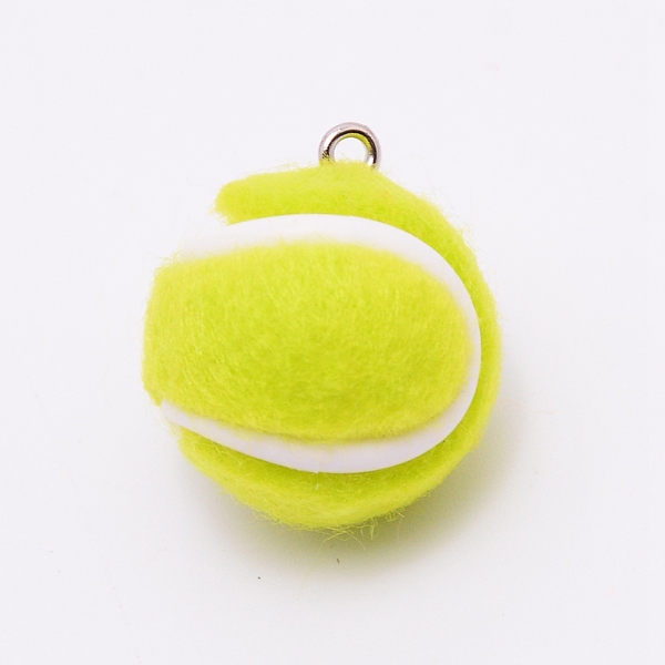 

PandaHall Cloth Fabric Pendants, with Platinum Tone Iron Loop, Tennis, Green Yellow, 7/8x3/4 inch(22x19mm), Hole: 2mm Fibre Sports