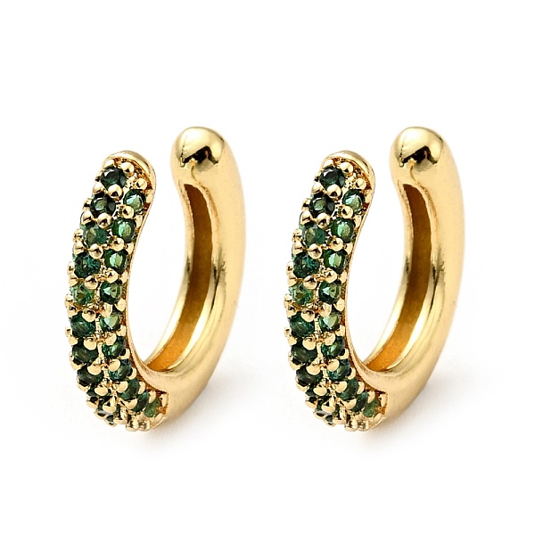 

PandaHall Cubic Zirconia C-Shaped Cuff Earrings, Gold Plated Brass Jewelry for Non-pierced Ears, Cadmium Free & Lead Free, Green, 14x15x3mm...