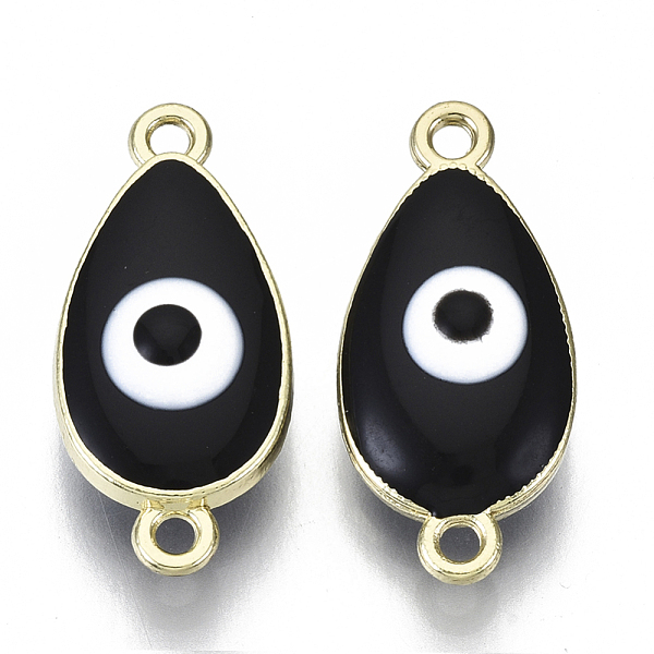 

PandaHall Alloy Enamel Links Connectors, teardrop, with Evil Eye, Cadmium Free & Lead Free, Light Gold, Black, 24x11x6~7mm, Hole: 1.6mm...