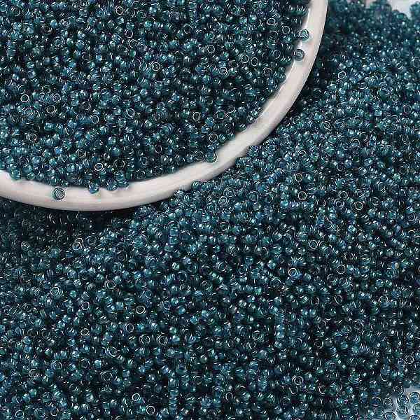 

PandaHall MIYUKI Round Rocailles Beads, Japanese Seed Beads, (RR2256) Fancy Lined Teal Dk Blue, 15/0, 1.5mm, Hole: 0.7mm, about..., Cyan