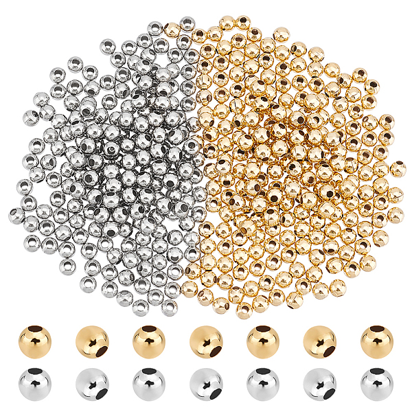 

PandaHall UNICRAFTALE About 400pcs 2 Colors Round Spacer Beads 4mm 304 Stainless Steel Loose Beads Rondelle Beads Metal Spacer Bead Small...