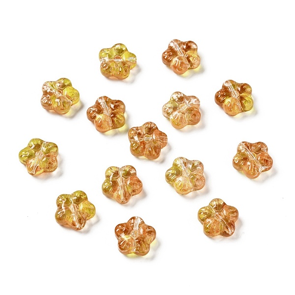 

PandaHall Transparent Glass Beads, Plum Blossom Flower, Dark Orange, 12.5x13x5.5mm, Hole: 1.2mm Glass Flower