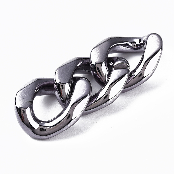 

PandaHall UV Plating Acrylic Linking Rings, Quick Link Connectors, for Curb Chains Jewelry Making, Twist Oval, Gunmetal, 27x22x10mm, Inner...