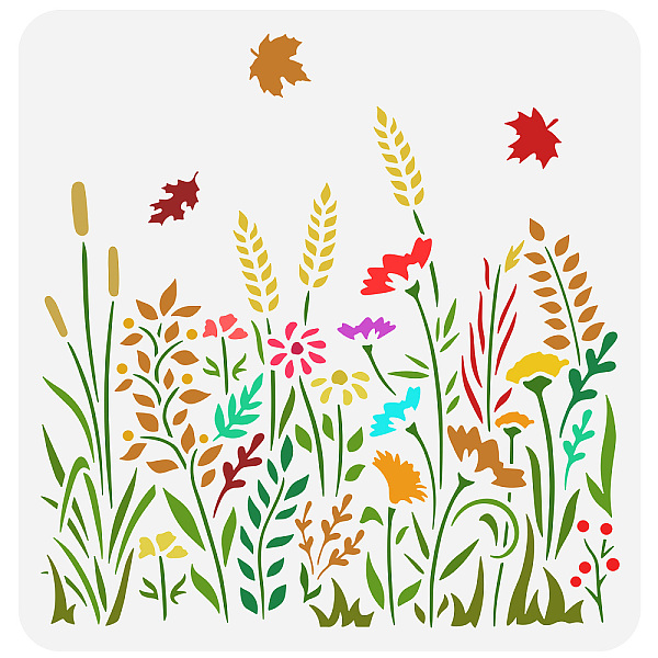 

PandaHall PET Hollow Out Drawing Painting Stencils, for DIY Scrapbook, Photo Album, Flower Pattern, 30x30cm Plastic Flower