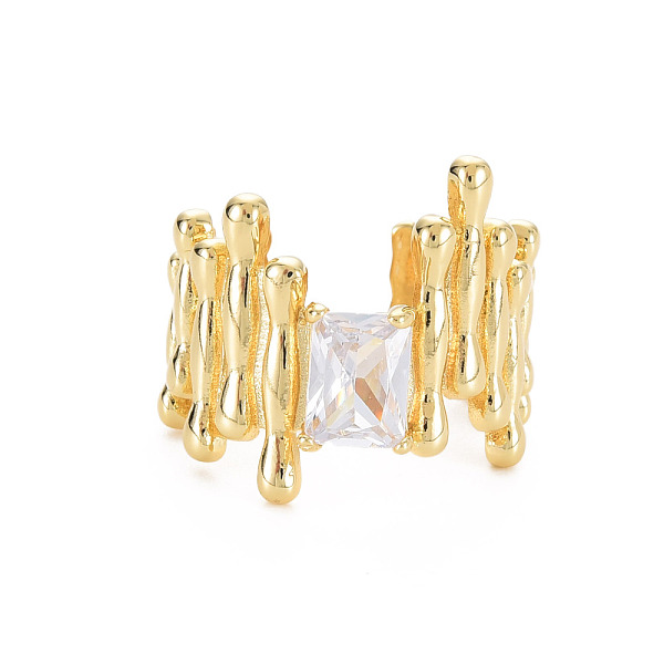 

PandaHall Brass Micro Pave Cubic Zirconia Cuff Rings, Open Rings for Women, Cadmium Free & Nickel Free & Lead Free, Real 18K Gold Plated..., Clear