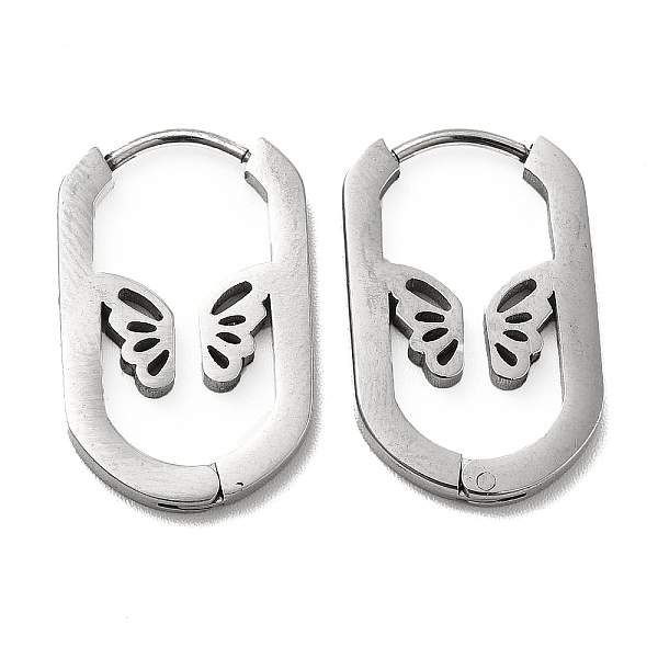 

PandaHall 304 Stainless Steel Oval with Butterfly Hoop Earrings for Women, Stainless Steel Color, 22.5x14x1.9mm, Pin: 0.95mm 304 Stainless...